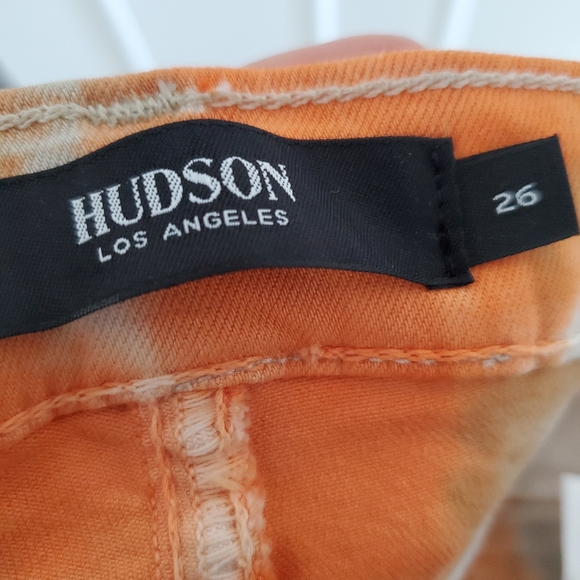 NEW Hudson Gray Orange Tye Dye Skinny Stretch Denim Jeans Women's Size 26 XSmall - Picture 3 of 7